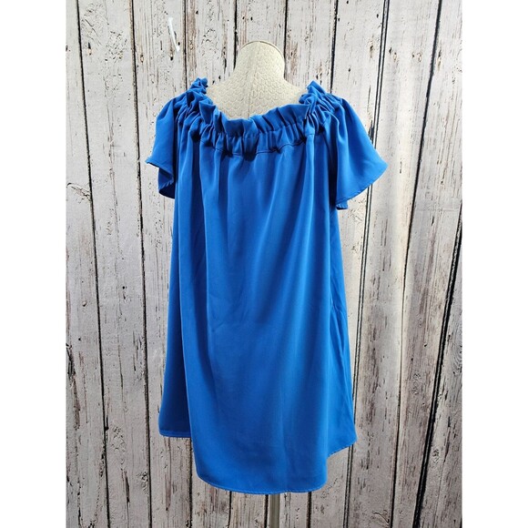 PLEIONE Petite Large Off Shoulder Shift Mini Dress Ruffle Collar Women's NEW NWT - Picture 5 of 10